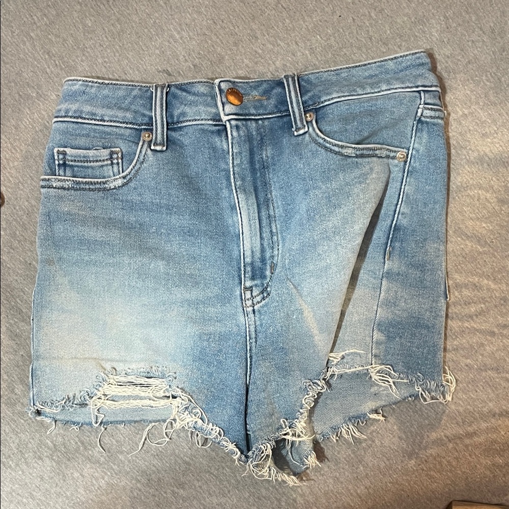 Casual Light Blue Distressed Jean Shorts